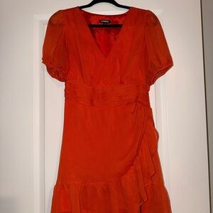 Express Vibrant Orange Midi Dress